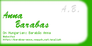 anna barabas business card